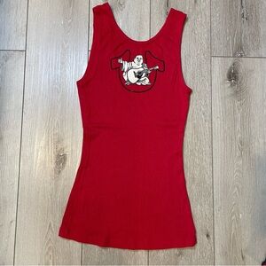 True Religion Red Graphic Buddha‎ Rib Racerback Tank Top Large